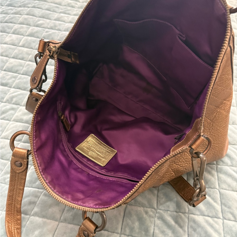 Coach Metallic Brown Leather Satchel - Picture 6 of 8